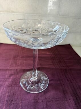 Antique wheel cut crystal pedestal compote bowl